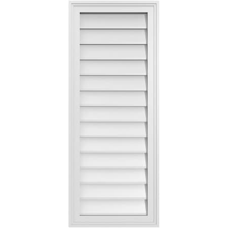 Ekena Millwork Vertical Surface Mount PVC Gable Vnt: Non-Functional, w/2"W x 1-1/2"H, Brickmould Frame, 16"W x 40"H GVPVE16X4002SN